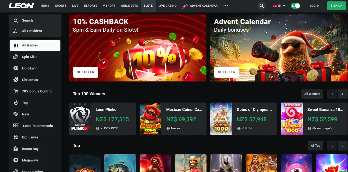 LEON Casino Website - Review