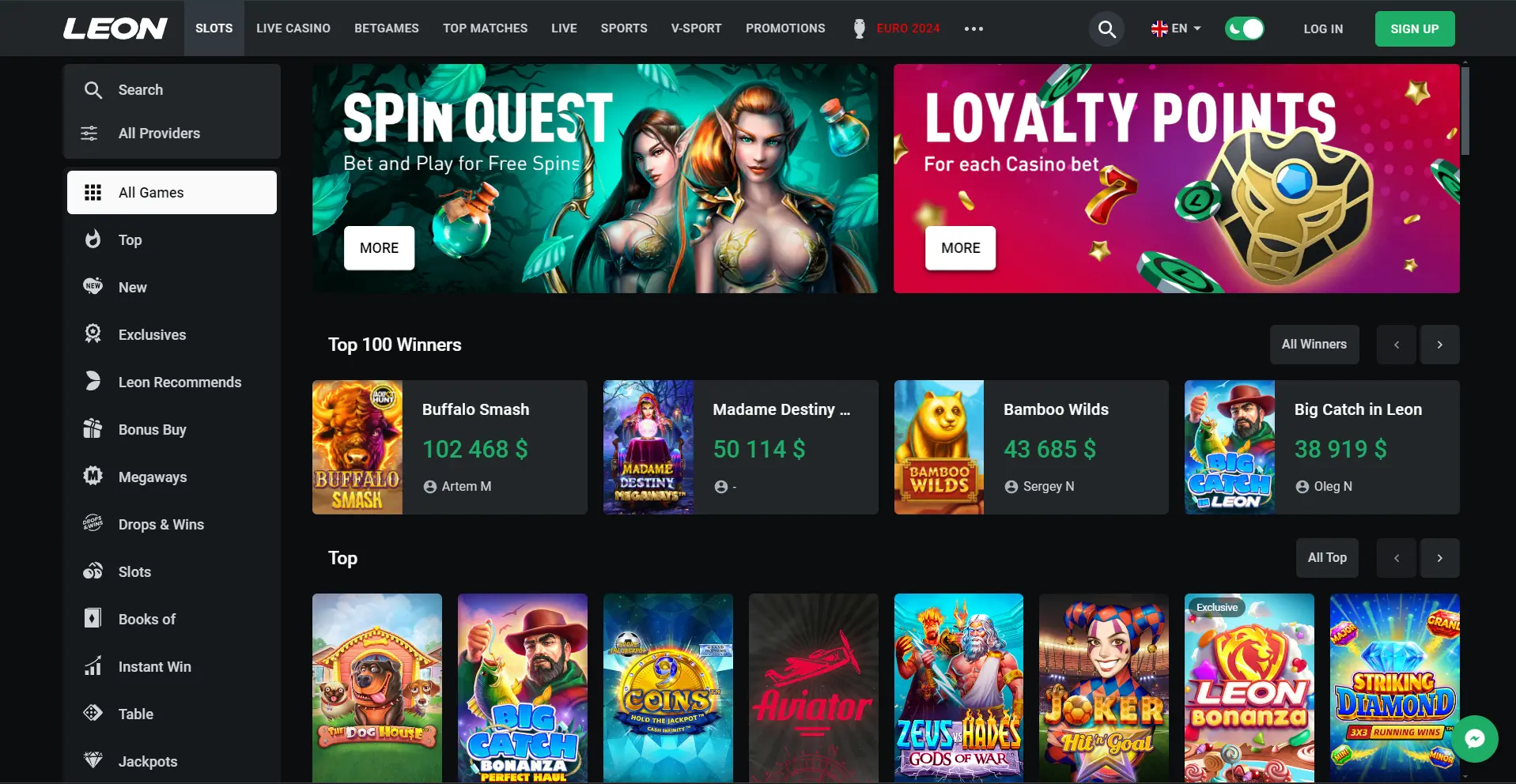 LEON Casino Website