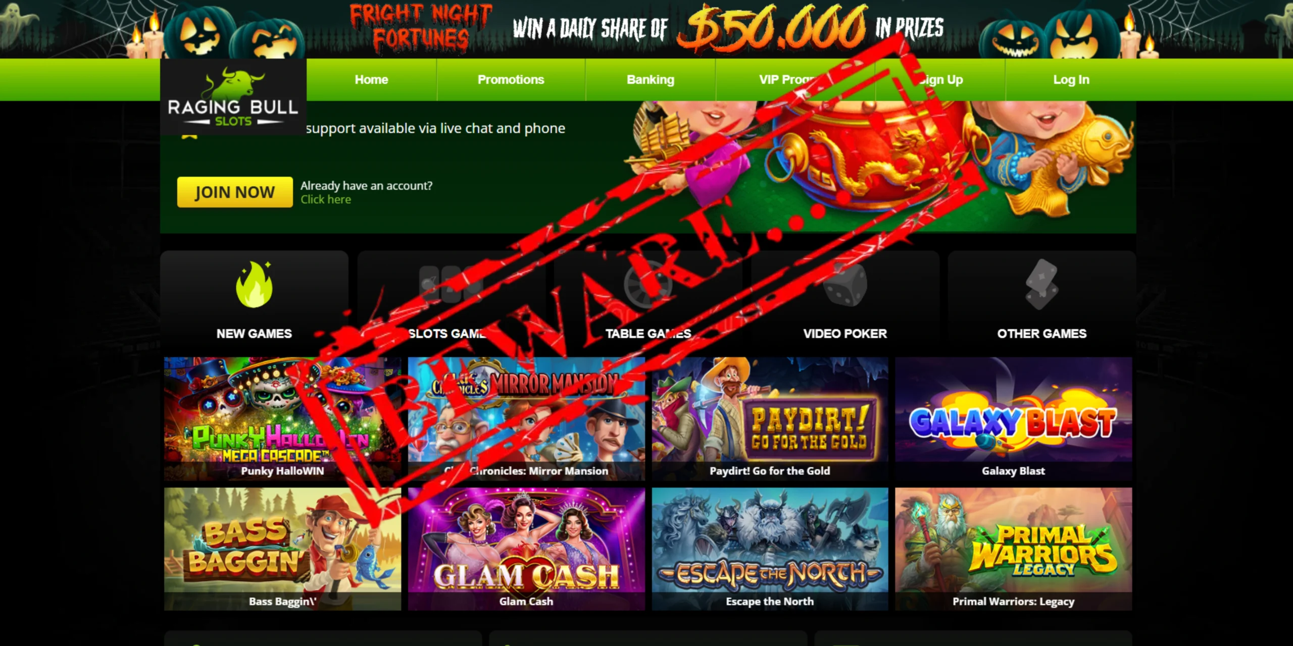 RAGING BULL Casino Website