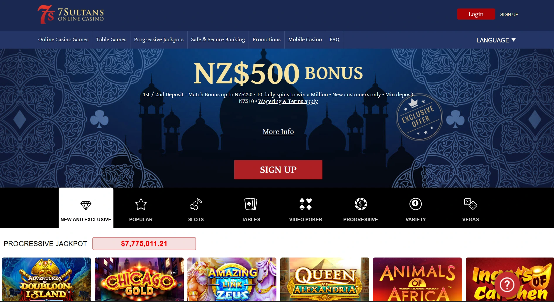 7Sultans Casino Website